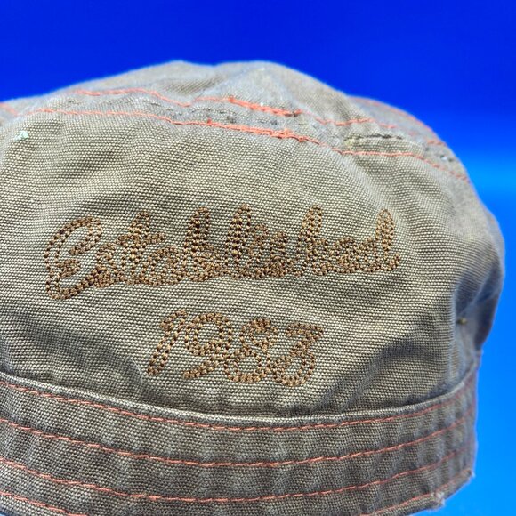HOOTERS Vintage Rhinestone Owl Baseball Hat Tan Cadet Style Cap OS Unisex - Picture 7 of 11